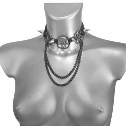 Collar Around The Neck (shoe Harness) Triple Chain Pentagram Boot Strap
