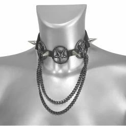 Collar Around The Neck (shoe Harness) Triple Chain Baphomet Boot Strap