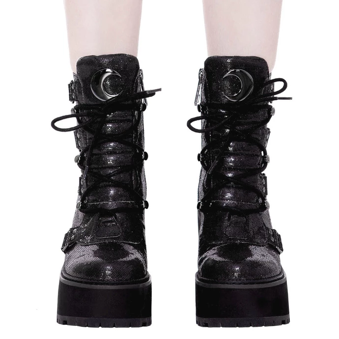 Women's Boots KILLSTAR - Broom Rider Boots - BLACK GLITTER 2 Women's Boots KILLSTAR - Broom Rider Boots - BLACK GLITTER - Image 2