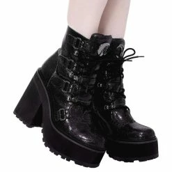 Women's Boots KILLSTAR - Broom Rider Boots - BLACK GLITTER 7 Women's Boots KILLSTAR - Broom Rider Boots - BLACK GLITTER -women Shoes Shop broom rider boots black glitter002