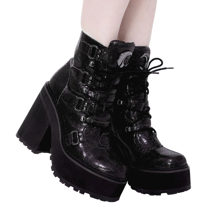 Women's Boots KILLSTAR - Broom Rider Boots - BLACK GLITTER 3 Women's Boots KILLSTAR - Broom Rider Boots - BLACK GLITTER - Image 3