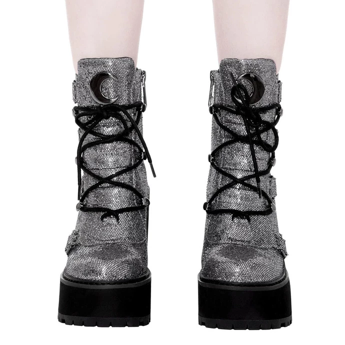 Women's Boots KILLSTAR - Broom Rider Boots - SILVER GLITTER 3 Women's Boots KILLSTAR - Broom Rider Boots - SILVER GLITTER - Image 3