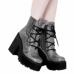 Women's Boots KILLSTAR - Broom Rider Boots - SILVER GLITTER 9 Women's Boots KILLSTAR - Broom Rider Boots - SILVER GLITTER -women Shoes Shop broom rider boots silver glitter003
