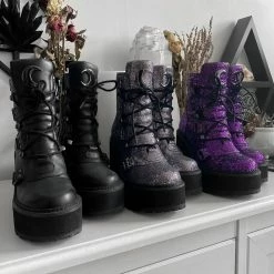 Women's Boots KILLSTAR - Broom Rider Boots - SILVER GLITTER 11 Women's Boots KILLSTAR - Broom Rider Boots - SILVER GLITTER -women Shoes Shop broom rider boots silver glitter005