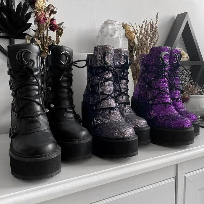 Women's Boots KILLSTAR - Broom Rider Boots - SILVER GLITTER 6 Women's Boots KILLSTAR - Broom Rider Boots - SILVER GLITTER - Image 6