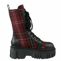 Shoes KILLSTAR - Kick The Bucket Boots - BLOOD TARTAN -women Shoes Shop wa032